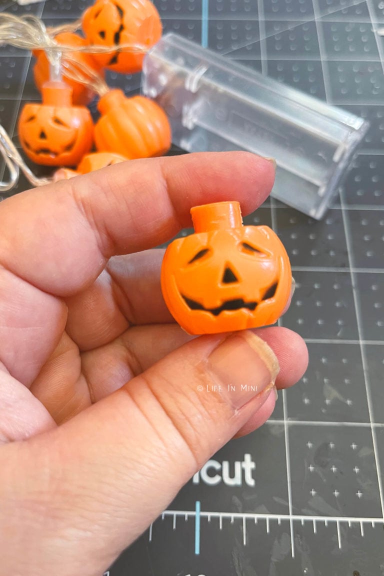 Plastic pumpkin removed from mini lights