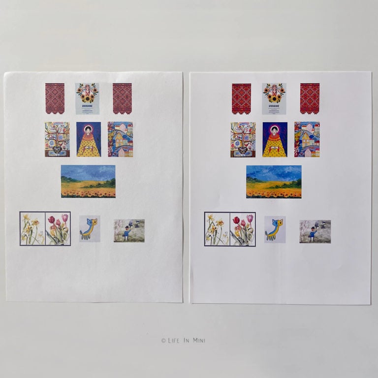 Comparing two printouts with miniature artwork on two different types of paper