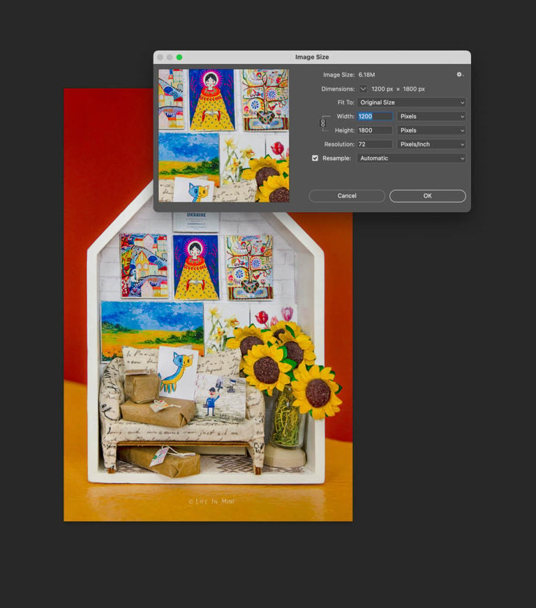 Screenshot of editing an image in photoshop