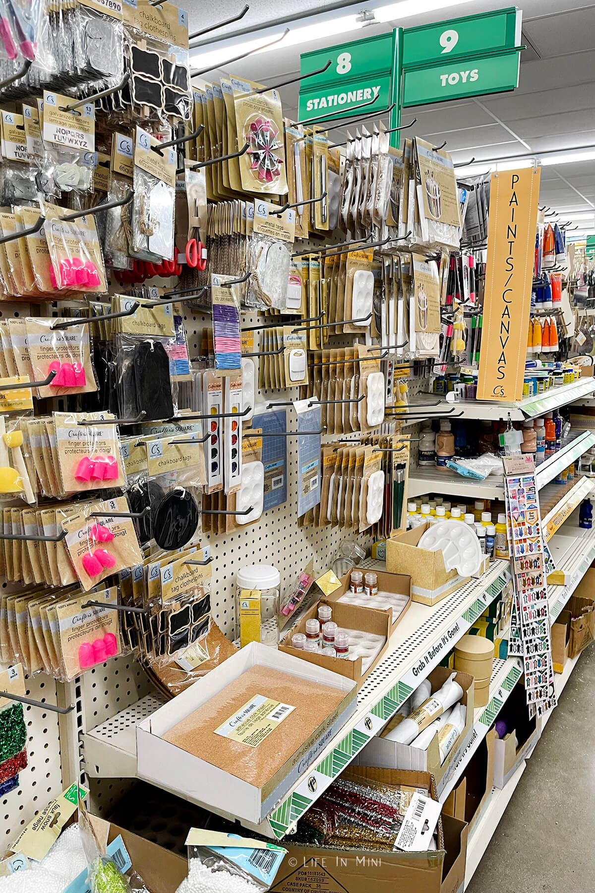 The craft aisle found at The Dollar Tree
