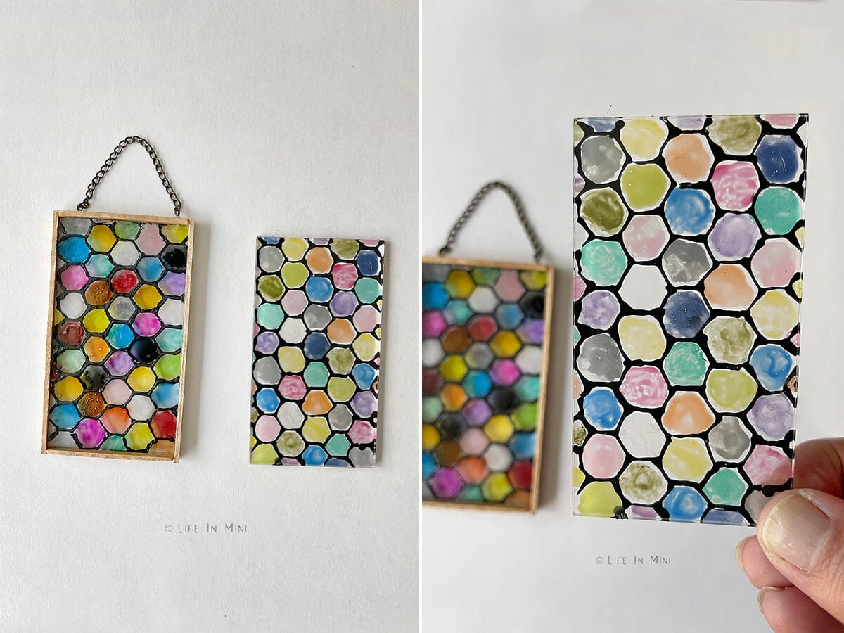 Collage of two images showing two min stained glass windows made differently.